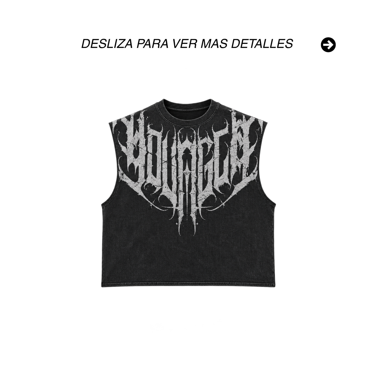 PLAYERA SIN MANGAS GOTHIC OVERSIZED – NEGRO